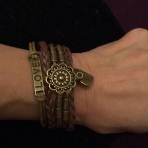 Leather and rope bracelet